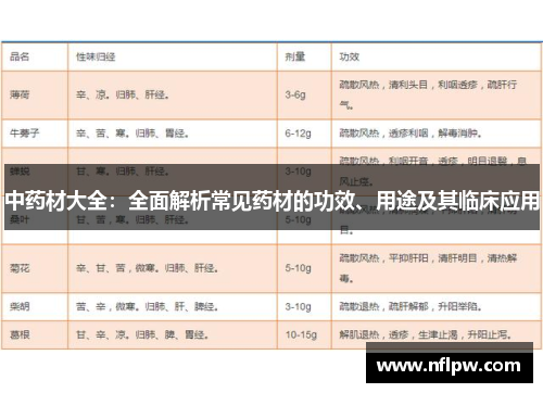 中药材大全：全面解析常见药材的功效、用途及其临床应用